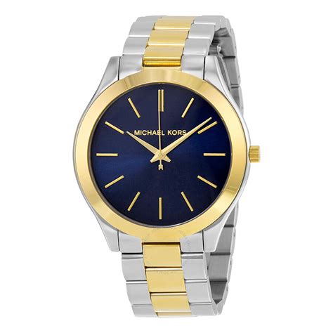 michael kors women's slim runway dark blue|Michael Kors matte black watch.